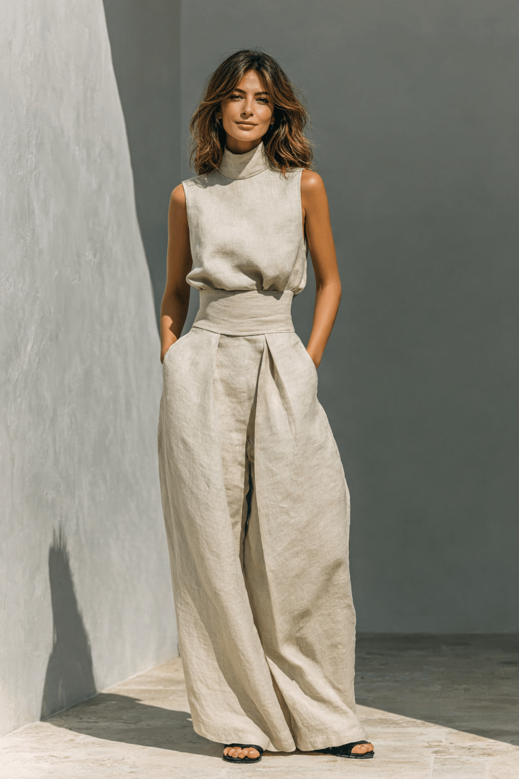 Maria™ | Minimalist Cotton-Linen Tank Top and Wide-Leg Pants Set for Women