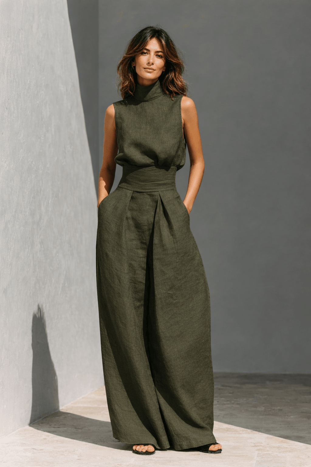 Maria™ | Minimalist Cotton-Linen Tank Top and Wide-Leg Pants Set for Women