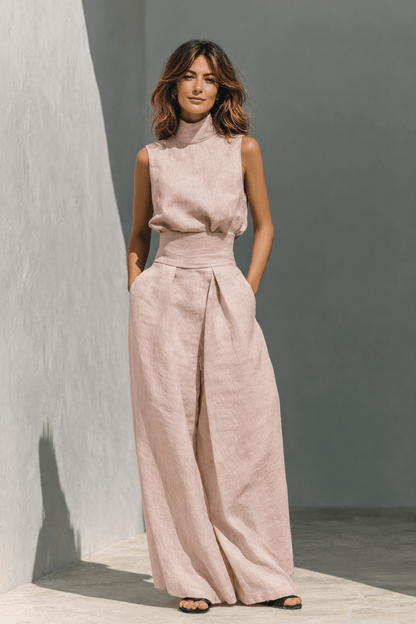 Maria™ | Minimalist Cotton-Linen Tank Top and Wide-Leg Pants Set for Women