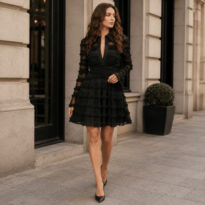 Rosalie™ | Elegant Mini Dress with Deep V-Neck