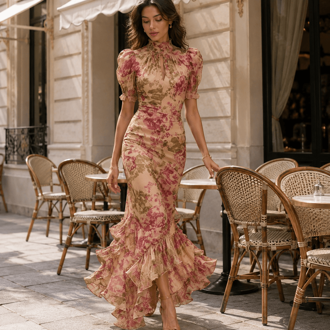 Rosalie™ | Vintage Rose Print Maxi Dress