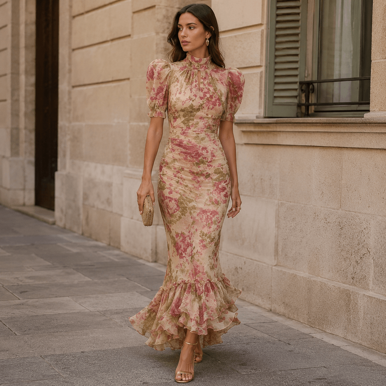 Rosalie™ | Vintage Rose Print Maxi Dress