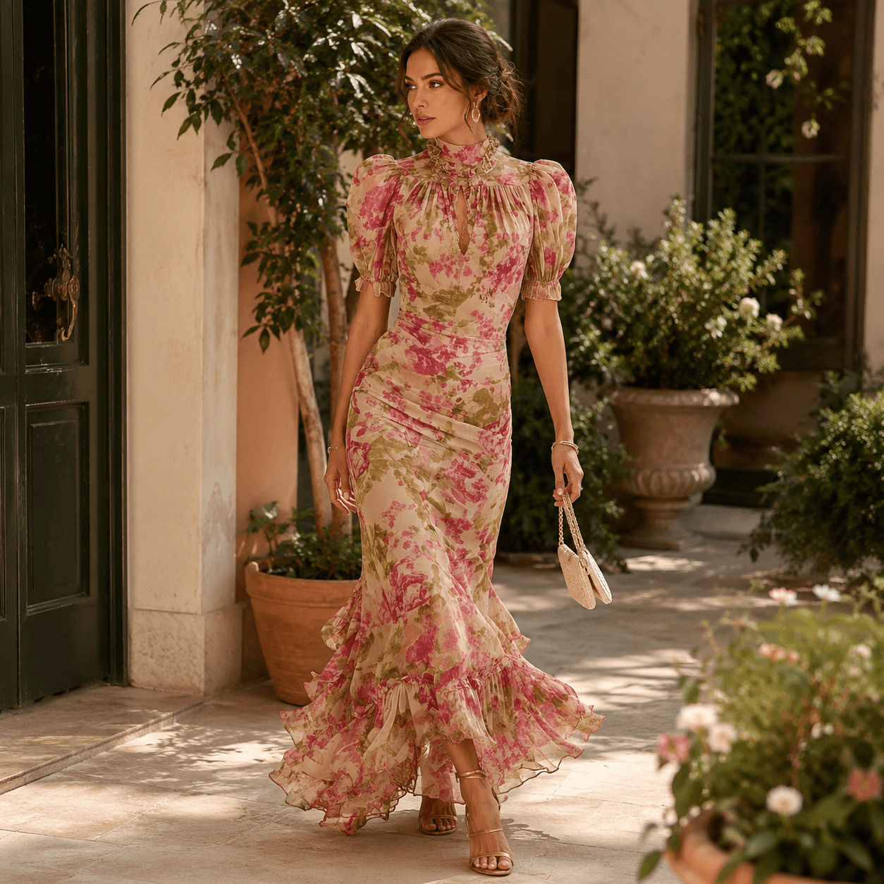 Rosalie™ | Vintage Rose Print Maxi Dress