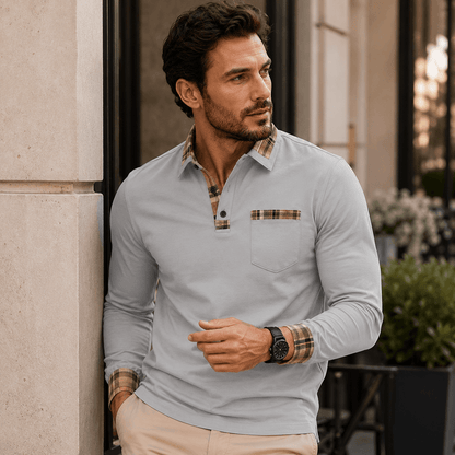 Donald | Luxury Polo with Checked Details for Men