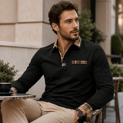 Donald | Luxury Polo with Checked Details for Men