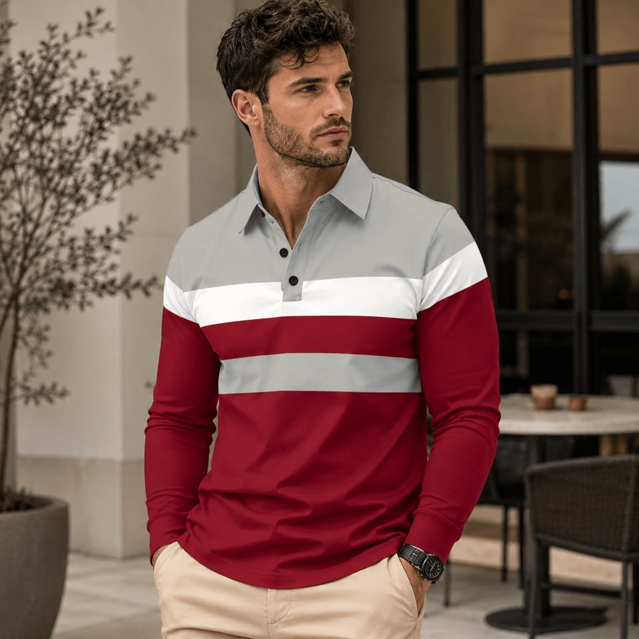 Egu | Tricolor Striped Polo for Men