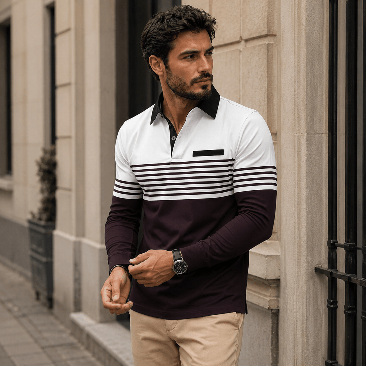 Mialo | Luxury Long-Sleeve Polo for Men
