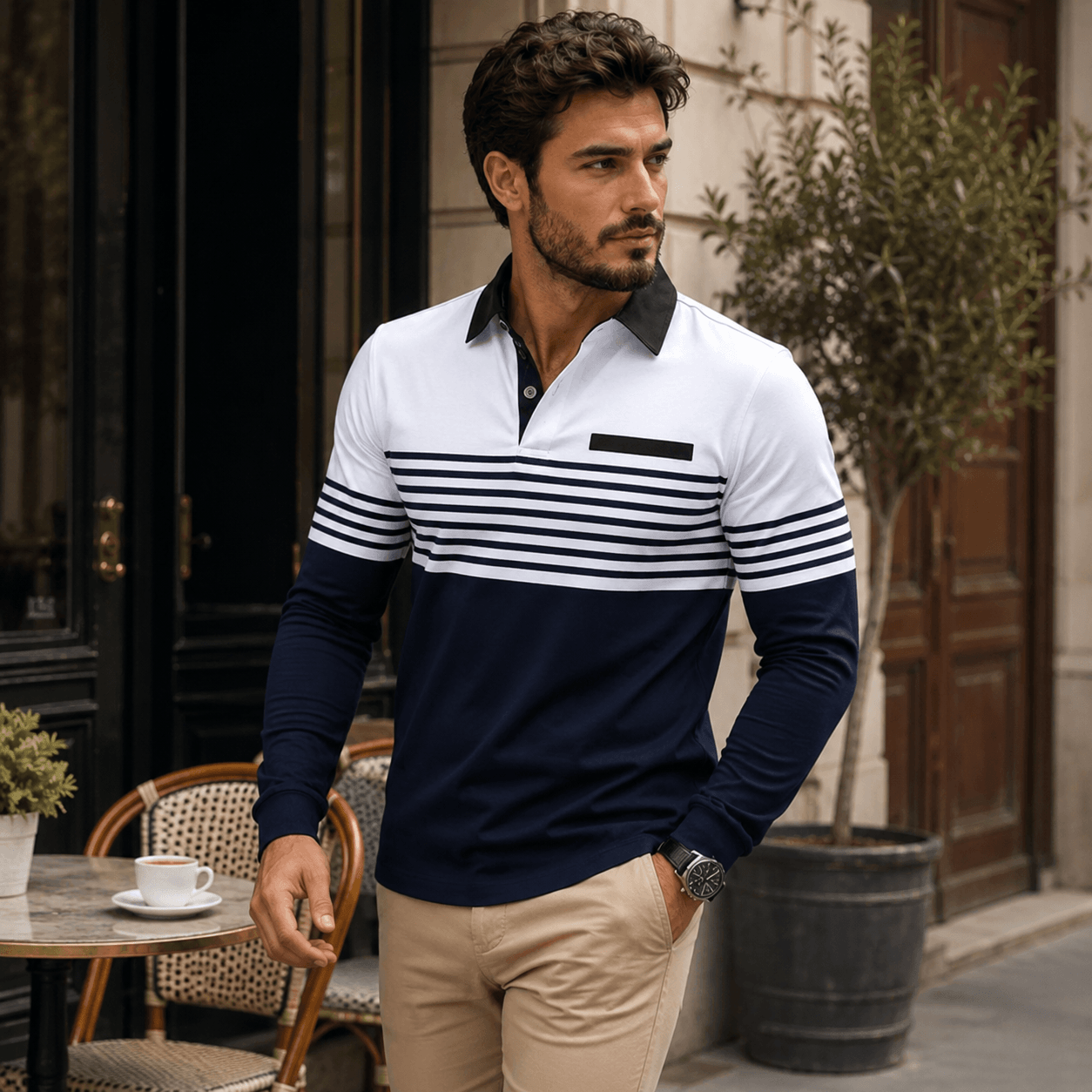 Mialo | Luxury Long-Sleeve Polo for Men