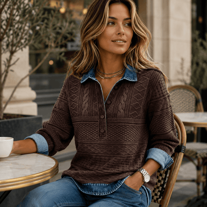 Sofia | Modern Sweater with Half-Button Detail