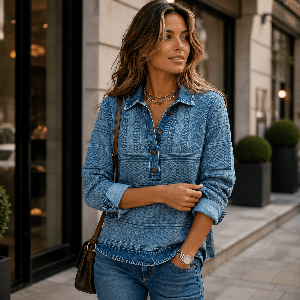 Sofia | Modern Sweater with Half-Button Detail