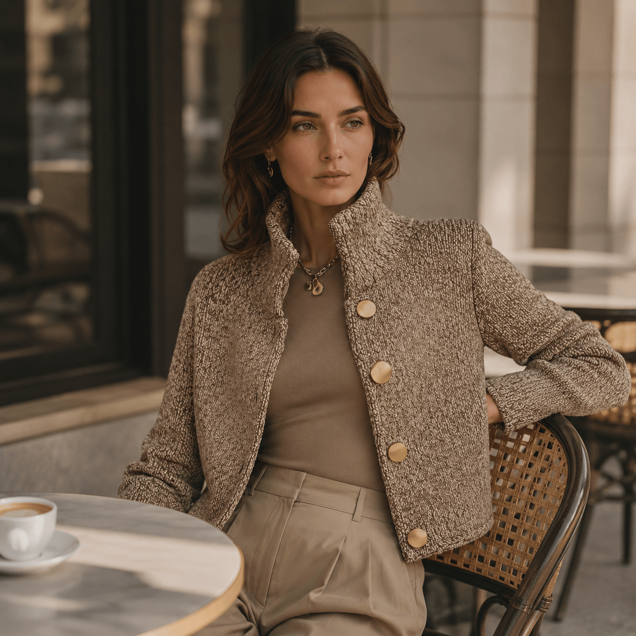 Aurora - Elegant Textured Jacket with Large Buttons