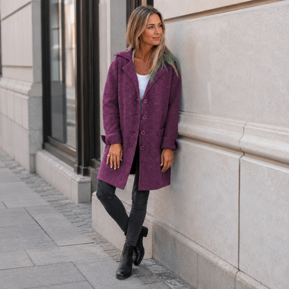 Baylea - Casual Long Wool Coat with Lapel