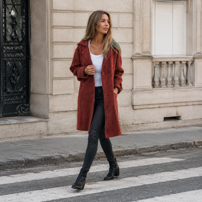 Baylea - Casual Long Wool Coat with Lapel