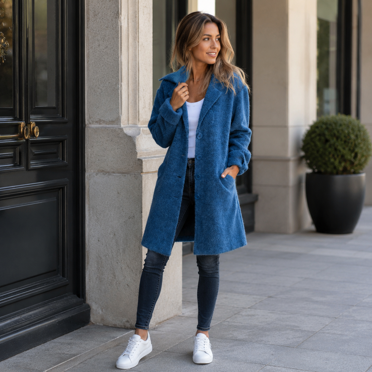 Baylea - Casual Long Wool Coat with Lapel