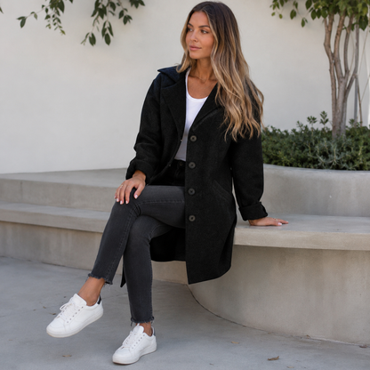 Baylea - Casual Long Wool Coat with Lapel
