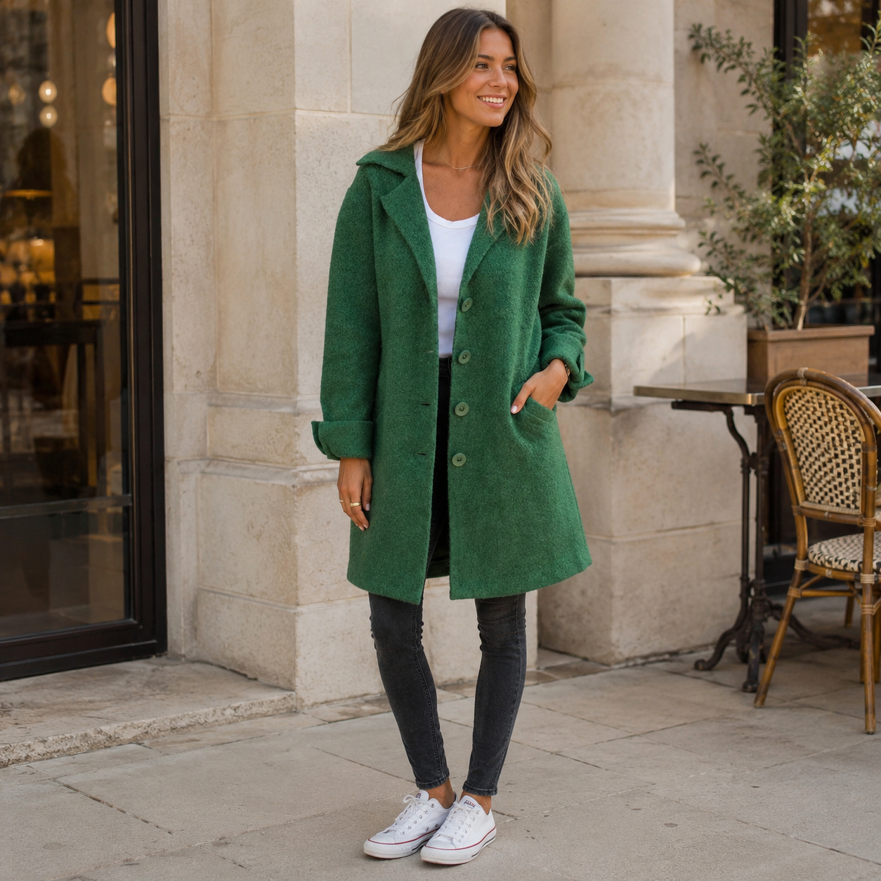 Baylea - Casual Long Wool Coat with Lapel