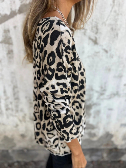 Swantje - Round-Neck Leopard Print Blouse | Buy 1 Get 1 Free