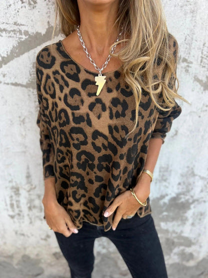 Swantje - Round-Neck Leopard Print Blouse | Buy 1 Get 1 Free
