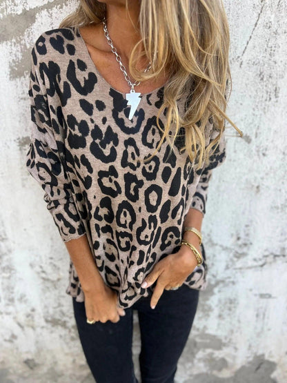 Swantje - Round-Neck Leopard Print Blouse | Buy 1 Get 1 Free
