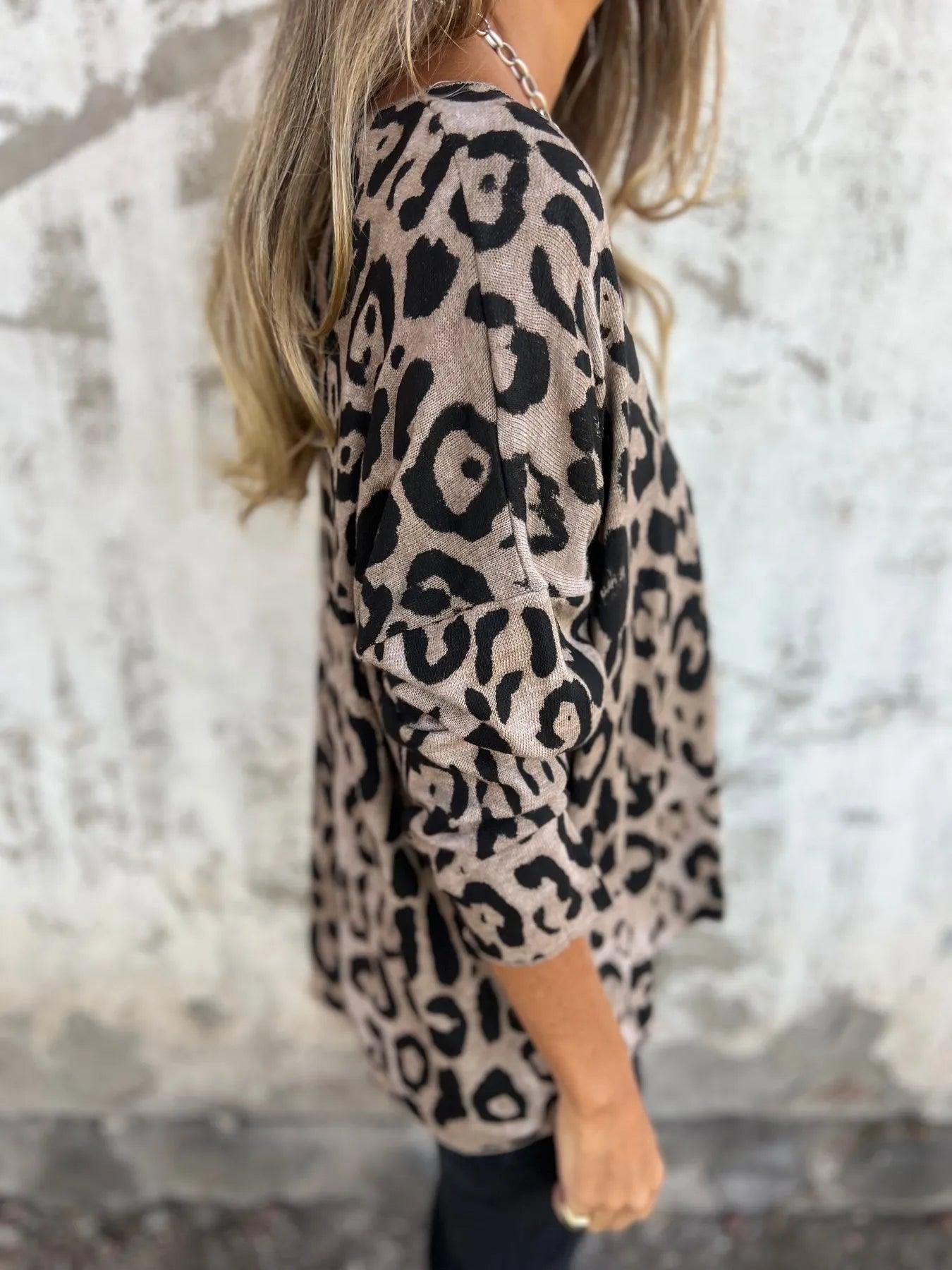 Swantje - Round-Neck Leopard Print Blouse | Buy 1 Get 1 Free
