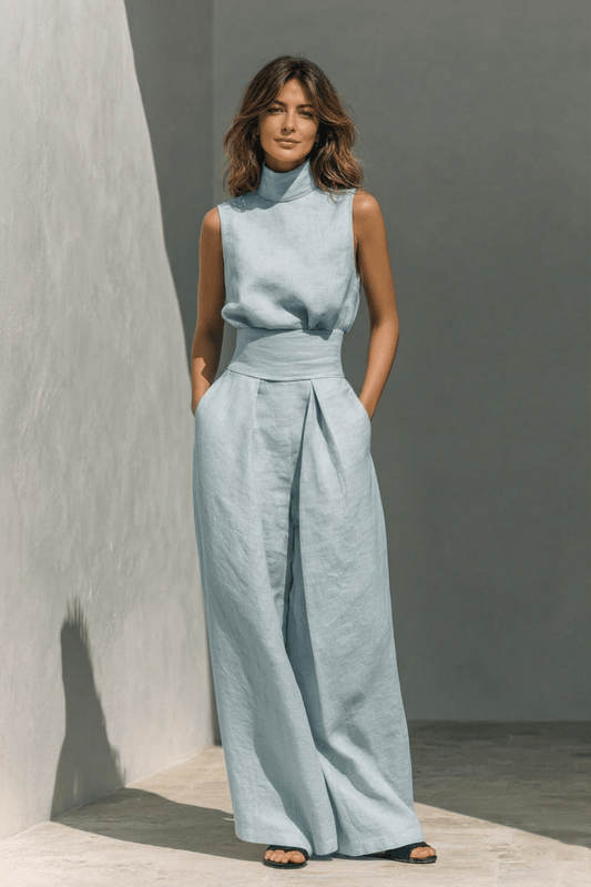 Maria™ | Minimalist Cotton-Linen Tank Top and Wide-Leg Pants Set for Women