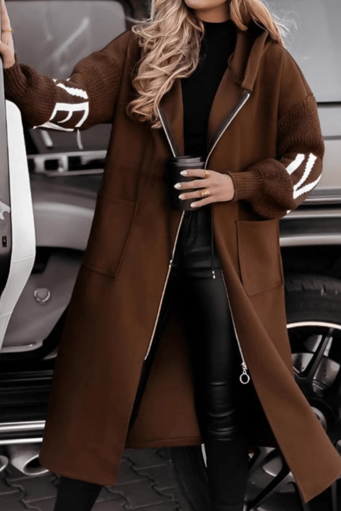 Lysanne - Long Hooded Coat with Pockets
