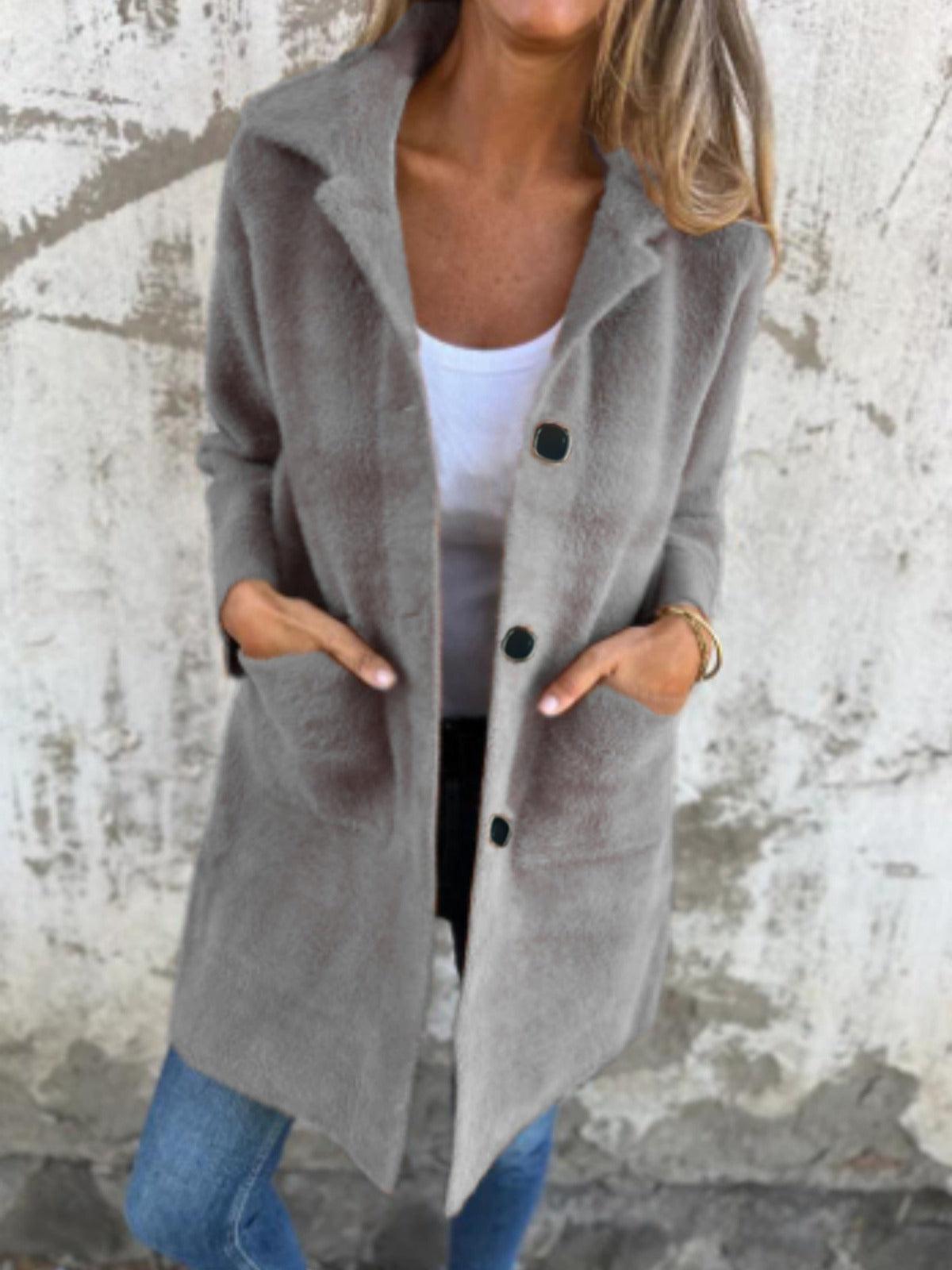 Rionna - Long-Sleeve Coat with Buttons and Pockets