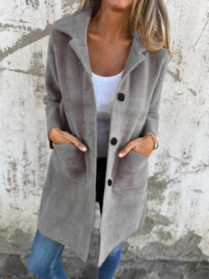 Rionna - Long-Sleeve Coat with Buttons and Pockets