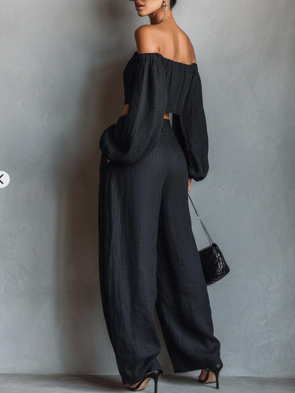 Tess™ | Off-Shoulder Set with Wide-Leg Pants