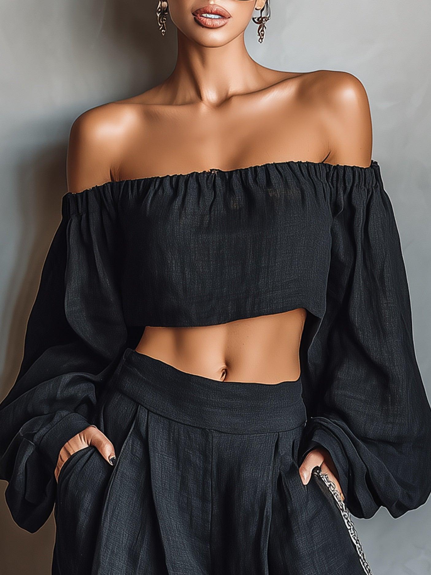 Tess™ | Off-Shoulder Set with Wide-Leg Pants