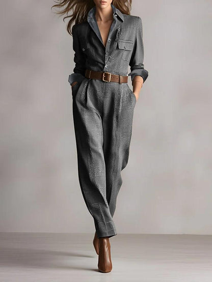 Anna™ | Elegant Checked Jumpsuit