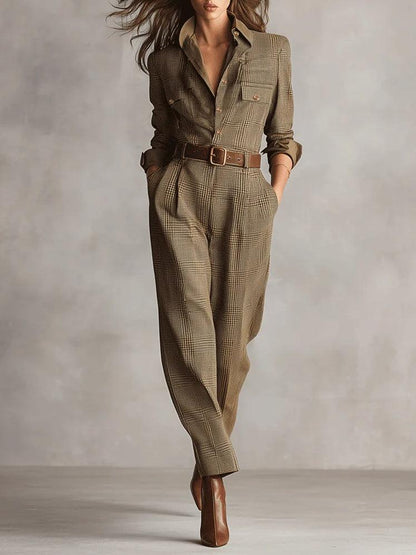 Anna™ | Elegant Checked Jumpsuit