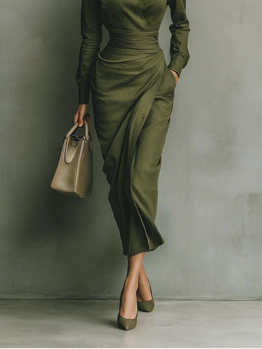 Noëlle™ | Military Green Maxi Dress