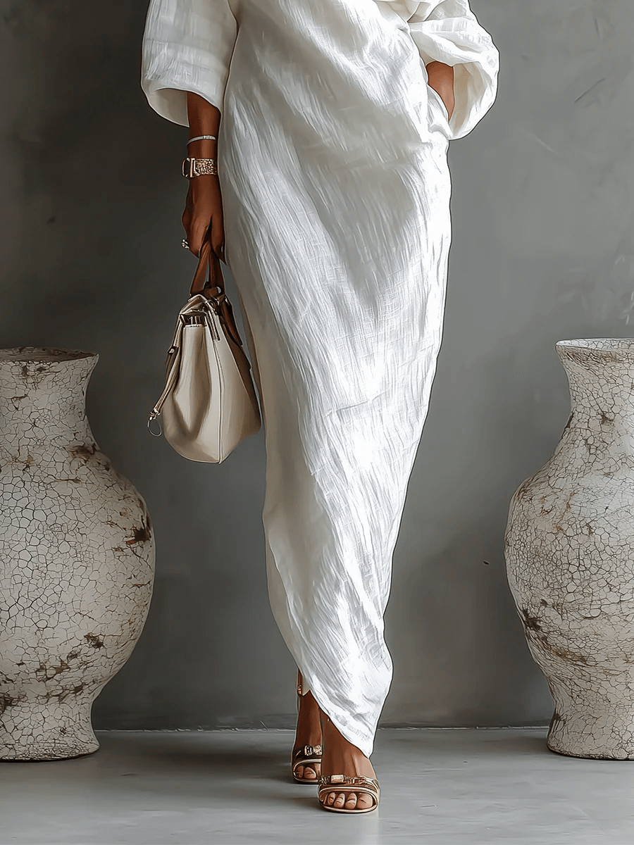 Elise™ | Elegant White One-Shoulder Maxi Dress