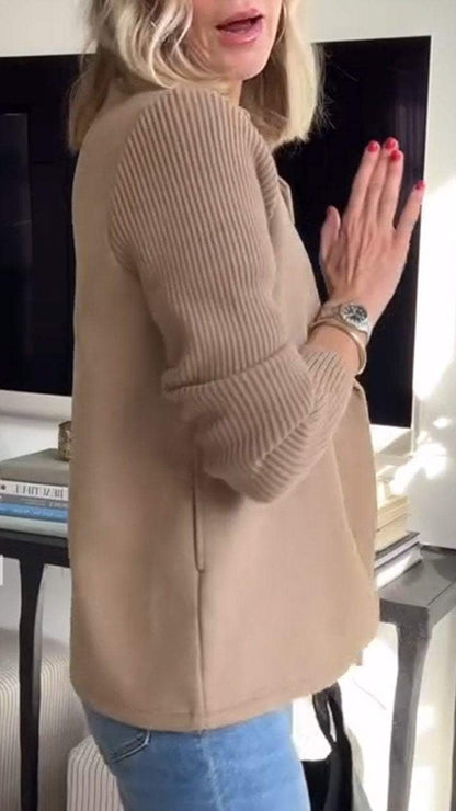 Kittiya - Elegant Long-Sleeve Knit Blazer