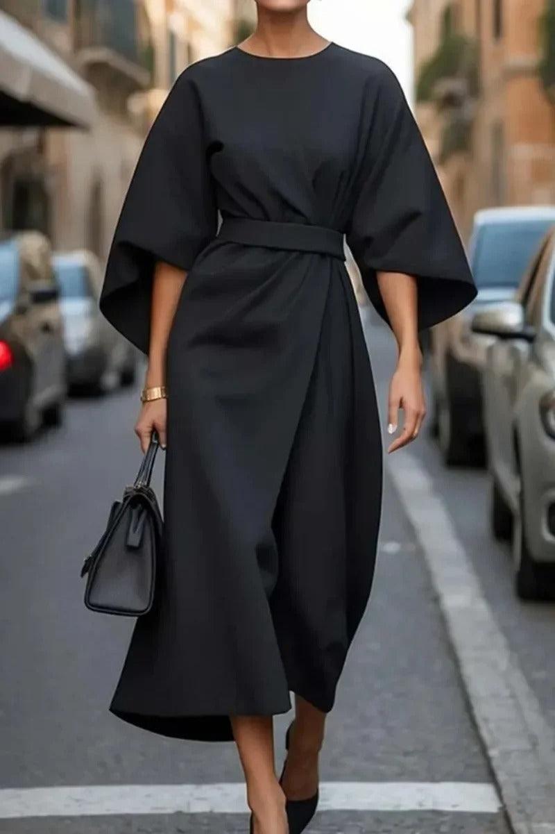 Rita - Elegant Dress with Lsuedern Sleeves and Belt