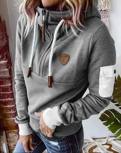 Helsa - Casual Half-Zip Sweatshirt with Arm Pocket