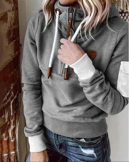 Helsa - Casual Half-Zip Sweatshirt with Arm Pocket