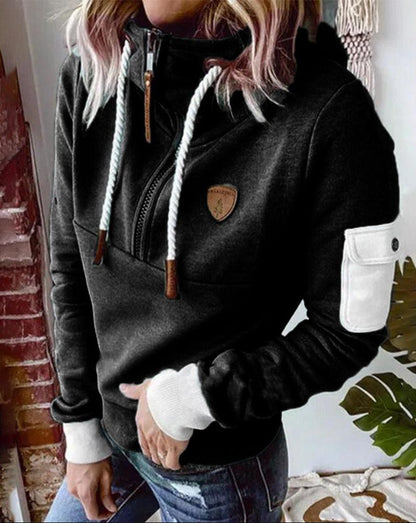 Helsa - Casual Half-Zip Sweatshirt with Arm Pocket