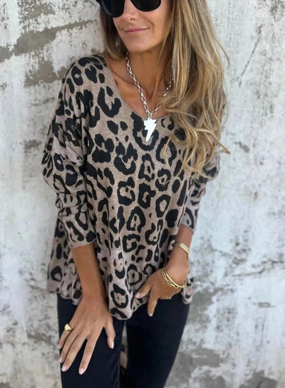 Swantje - Round-Neck Leopard Print Blouse | Buy 1 Get 1 Free