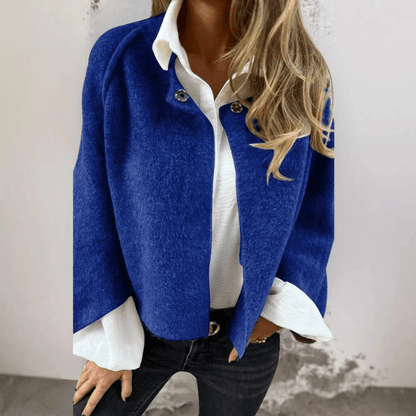 Henrike - Round-Neck Long-Sleeve Wool Coat